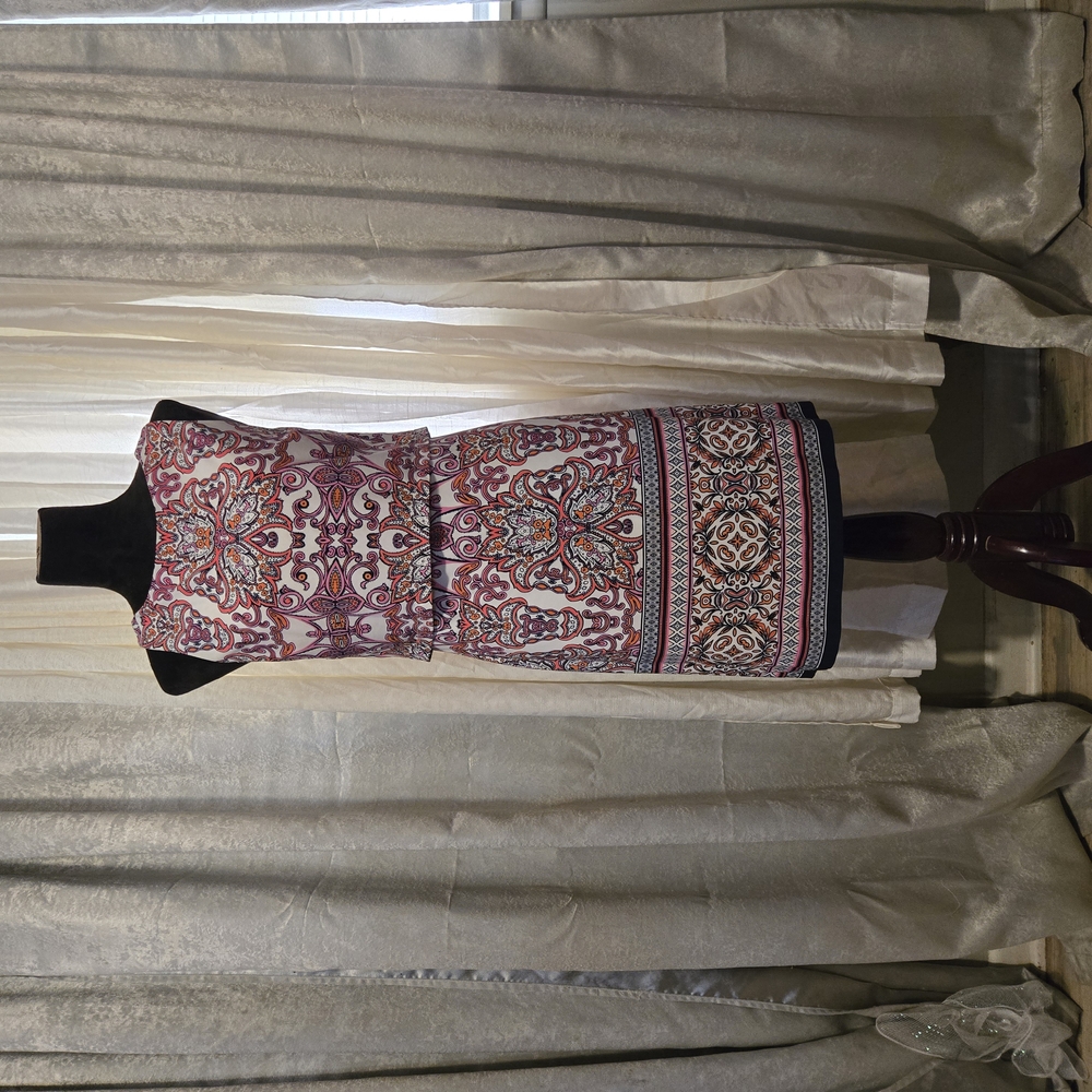 Red and Cream Halter Sheath Midi Dress for Cocktail